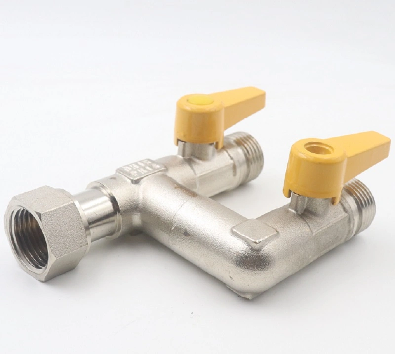 Pn25 600wog Shut off Yellow Handle DN15 3 Wayt Female Brass Gas Ball Valve